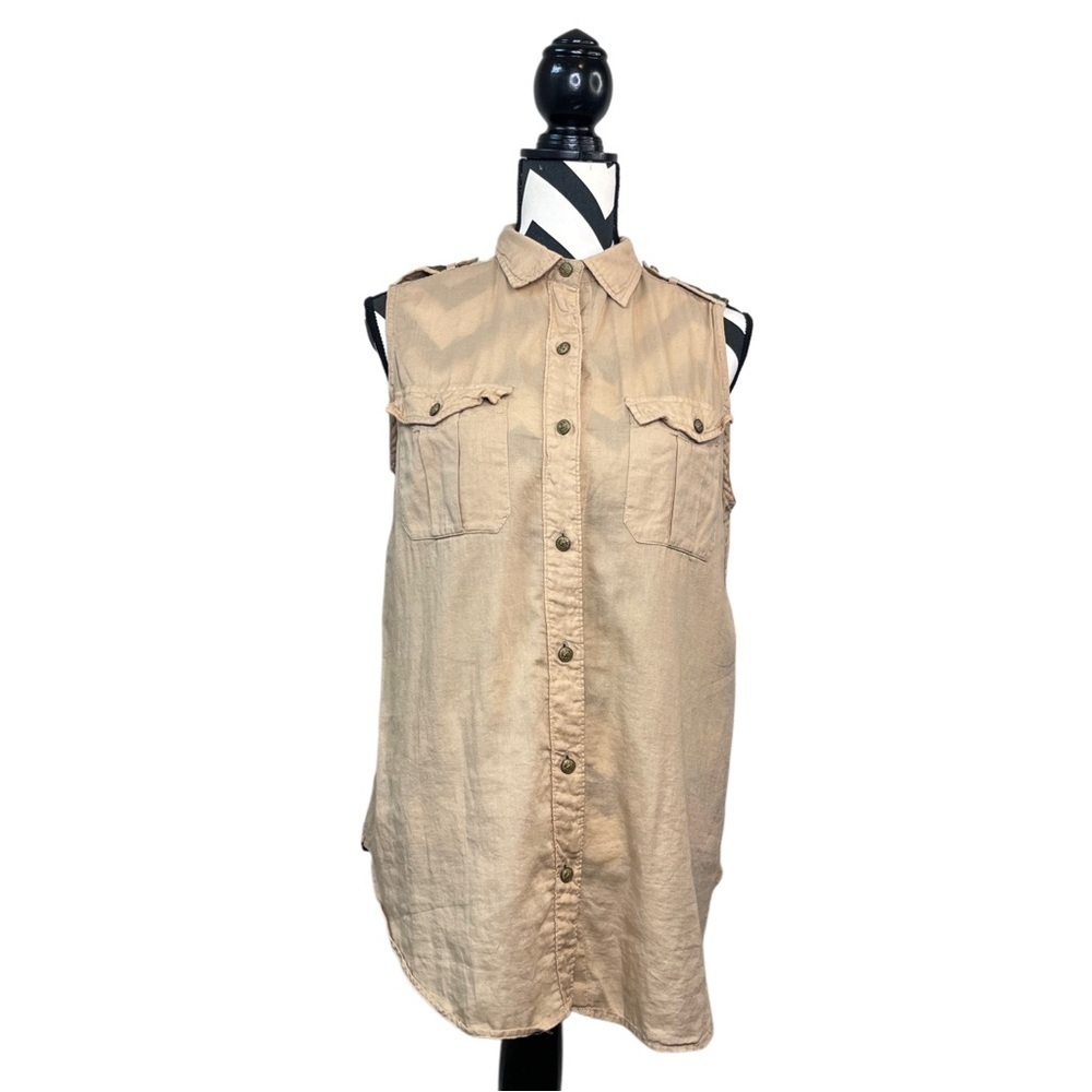 Denim & Supply Ralph Lauren 100% Cotton Sz M Safari Sleeveless Button Down Top